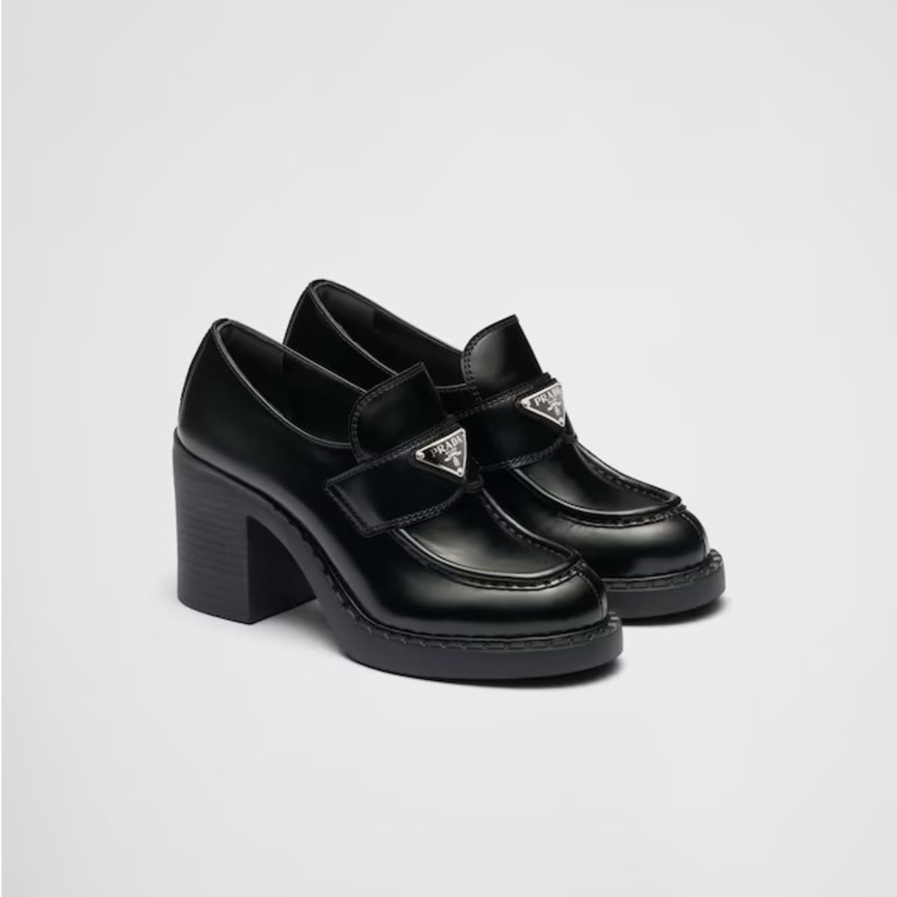 Prada Chocolate Brushed Leather Loafers — NWT